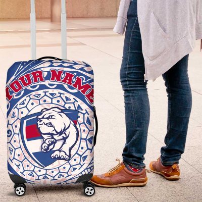 Personalized Western Bulldogs Polynesian Luggage Cover Tribal Chest and Sleeve Tattoo Heritage Warrior TS04
