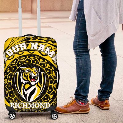Personalized Richmond Tigers Polynesian Luggage Cover Tribal Chest and Sleeve Tattoo Heritage Warrior TS04