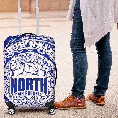 Personalized North Melbourne Kangaroos Polynesian Luggage Cover Tribal Chest and Sleeve Tattoo Heritage Warrior TS04