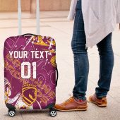Personalized Brisbane Broncos Rugby Luggage Cover Urban Street Graffiti Style - Distressed Splatter Elements TS04