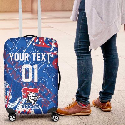 Personalized Newcastle Knights Rugby Luggage Cover Urban Street Graffiti Style - Distressed Splatter Elements TS04