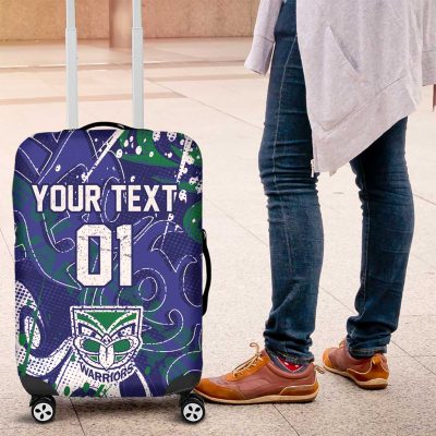 Personalized New Zealand Warriors Rugby Luggage Cover Urban Street Graffiti Style - Distressed Splatter Elements TS04