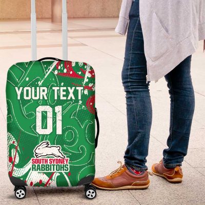 Personalized South Sydney Rabbitohs Rugby Luggage Cover Urban Street Graffiti Style - Distressed Splatter Elements TS04