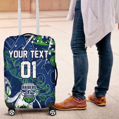 Personalized Canberra Raiders Rugby Luggage Cover Urban Street Graffiti Style - Distressed Splatter Elements TS04