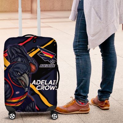 Adelaide Football Club Luggage Cover Crows Muscular Mascot Graphic - Abstract Paint Splatter Art TS04