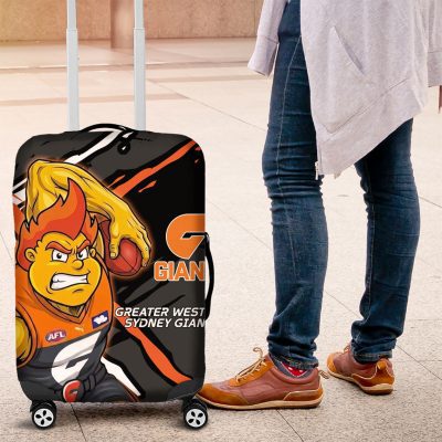 Greater Western Sydney Giants Luggage Cover Orange Muscular Mascot Graphic - Abstract Paint Splatter Art TS04
