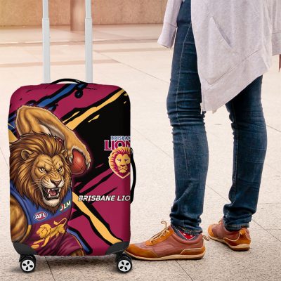 Brisbane Lions Luggage Cover Lions Muscular Mascot Graphic - Abstract Paint Splatter Art TS04