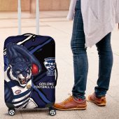 Geelong Football Club Luggage Cover Cats Muscular Mascot Graphic - Abstract Paint Splatter Art TS04