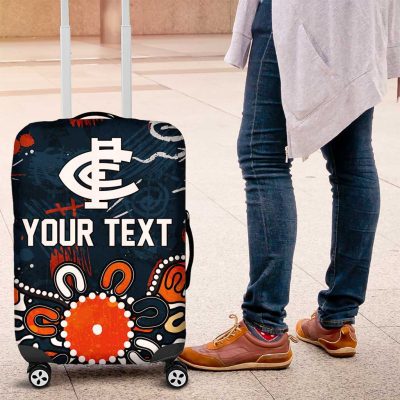 Personalized Carlton Blues Luggage Cover Aboriginal Dot Painting Graffiti Style TS04