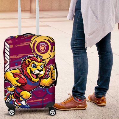 Brisbane Lions Luggage Cover Mascot Cartoon Football Illustration Style TS04