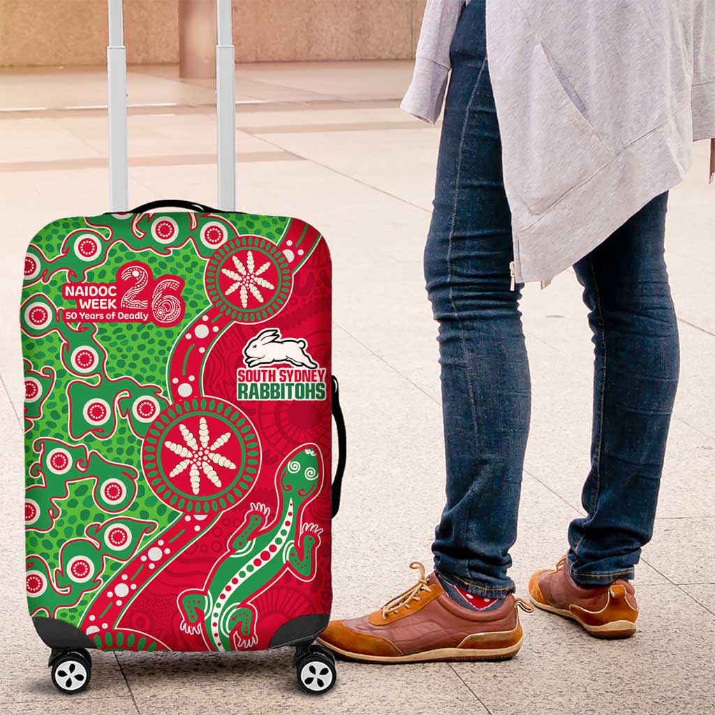 South Sydney Rabbitohs NAIDOC Week 2026 Luggage Cover Aboriginal Lizard Dot Painting - 50 Years of Deadly TS04 South Sydney Rabbitohs NAIDOC Week 2026 Luggage Cover Aboriginal Lizard Dot Painting - 50 Years of Deadly TS04