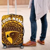 Personalized Hawthorn Hawks Polynesian Luggage Cover Tribal Chest and Sleeve Tattoo Heritage Warrior TS04