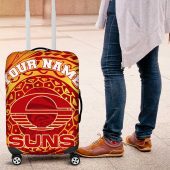 Personalized Gold Coast Suns Polynesian Luggage Cover Tribal Chest and Sleeve Tattoo Heritage Warrior TS04