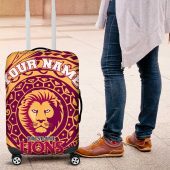 Personalized Brisbane Lions Polynesian Luggage Cover Tribal Chest and Sleeve Tattoo Heritage Warrior TS04