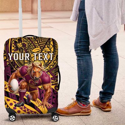 Personalised Brisbane Broncos Luggage Cover Polynesian Pattern Warrior Horse Rugby TS04