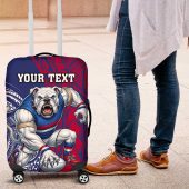 Personalised Western Bulldogs Mascot Luggage Cover Polynesian Tribal Pattern Bold Bulldog Football TS04