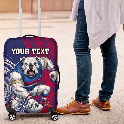 Personalised Western Bulldogs Mascot Luggage Cover Polynesian Tribal Pattern Bold Bulldog Football TS04