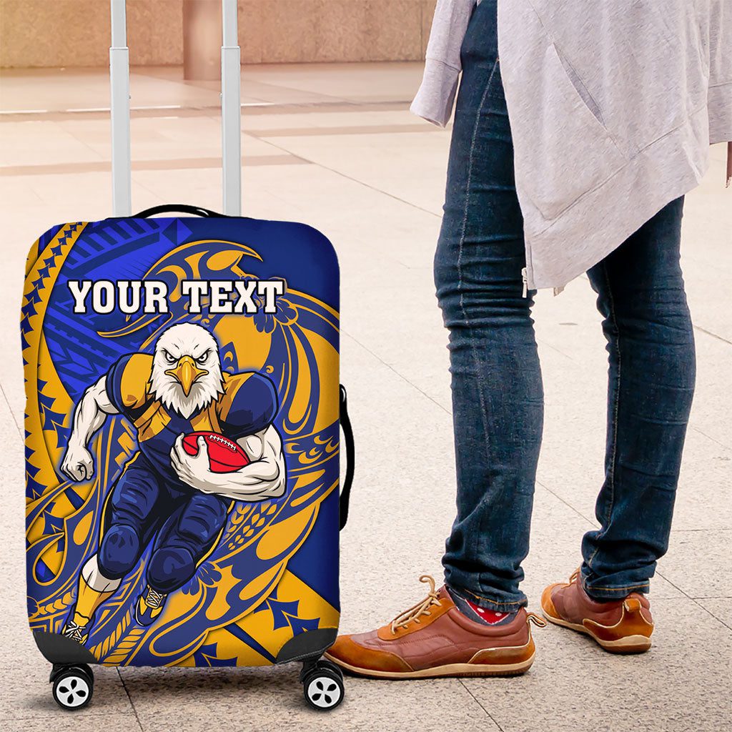 Personalized West Coast Eagles Luggage Cover Polynesian Tribal Eagle Mascot With Hibiscus Floral Art TS04 Personalized West Coast Eagles Luggage Cover Polynesian Tribal Eagle Mascot With Hibiscus Floral Art TS04