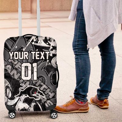 Personalized Penrith Panthers Rugby Luggage Cover Urban Street Graffiti Style - Distressed Splatter Elements TS04