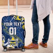 Personalized North Queensland Cowboys Rugby Luggage Cover Urban Street Graffiti Style - Distressed Splatter Elements TS04