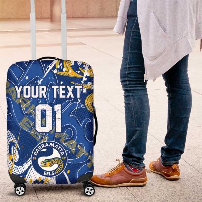 Personalized Parramatta Eels Rugby Luggage Cover Urban Street Graffiti Style - Distressed Splatter Elements TS04