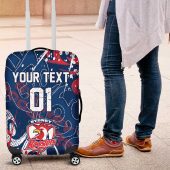 Personalized Sydney Roosters Rugby Luggage Cover Urban Street Graffiti Style - Distressed Splatter Elements TS04