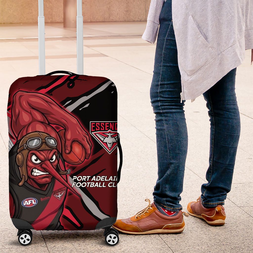 Essendon Football Club Luggage Cover Bombers Muscular Mascot Graphic - Abstract Paint Splatter Art TS04 Essendon Football Club Luggage Cover Bombers Muscular Mascot Graphic - Abstract Paint Splatter Art TS04