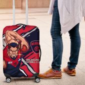 Melbourne Football Club Luggage Cover Demons Muscular Mascot Graphic - Abstract Paint Splatter Art TS04