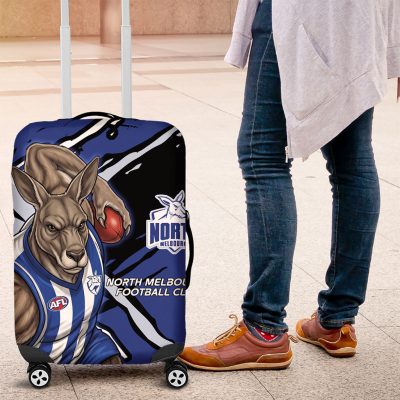 North Melbourne Football Club Luggage Cover Kangaroos Muscular Mascot Graphic - Abstract Paint Splatter Art TS04