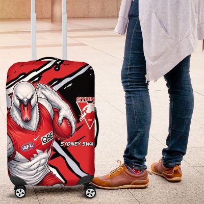 Sydney Swans Football Club Luggage Cover Swans Muscular Mascot Graphic - Abstract Paint Splatter Art TS04