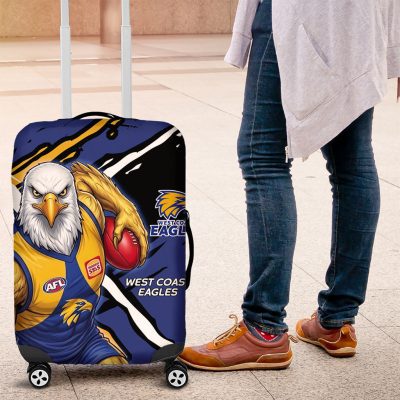 West Coast Eagles Luggage Cover Eagles Muscular Mascot Graphic - Abstract Paint Splatter Art TS04
