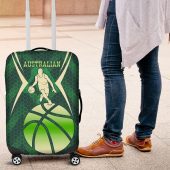 Australian Boomers Basketball Luggage Cover Green Hexagon Camo Style With Dynamic Slam Dunk Graphic TS04