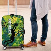 Australian Boomers Basketball Luggage Cover Shattered Glass Effect With Flaming Ball And Grunge Brushstrokes TS04