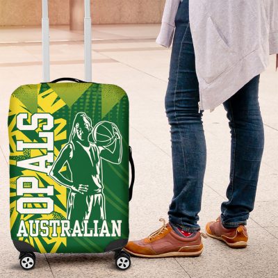 Australian Opals Basketball Luggage Cover Geometric Tribal Pattern In Green And Gold Athletic Art TS04