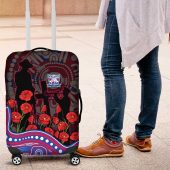 Western Bulldogs ANZAC Day Luggage Cover Indigenous Dot Art with Poppy Flower Tribute TS04