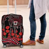 St Kilda Saints ANZAC Day Luggage Cover Indigenous Dot Art with Poppy Flower Tribute TS04