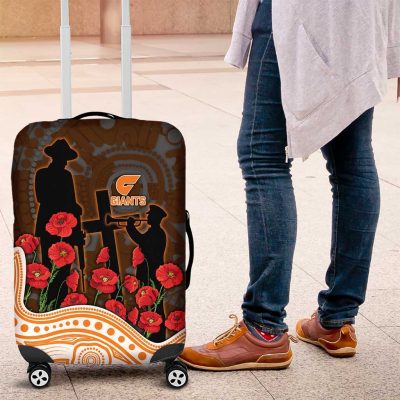 GWS Giants ANZAC Day Luggage Cover Indigenous Dot Art with Poppy Flower Tribute TS04
