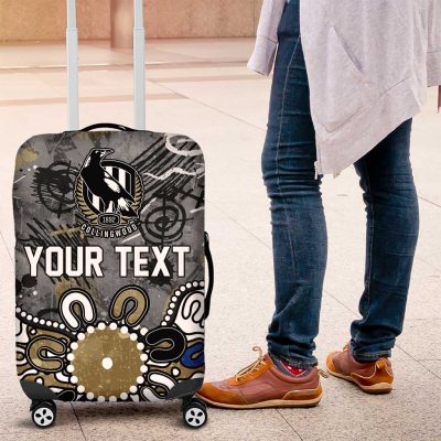 Personalized Collingwood Magpies Luggage Cover Aboriginal Dot Painting Graffiti Style TS04