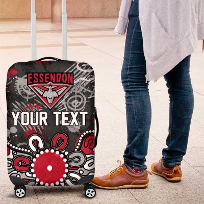 Personalized Essendon Bombers Luggage Cover Aboriginal Dot Painting Graffiti Style TS04