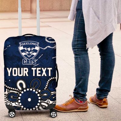 Personalized Geelong Cats Luggage Cover Aboriginal Dot Painting Graffiti Style TS04
