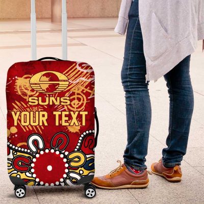 Personalized Gold Coast Suns Luggage Cover Aboriginal Dot Painting Graffiti Style TS04