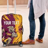 Personalized Brisbane Broncos Luggage Cover Dynamic Lightning Mascot Rugby Australia TS04
