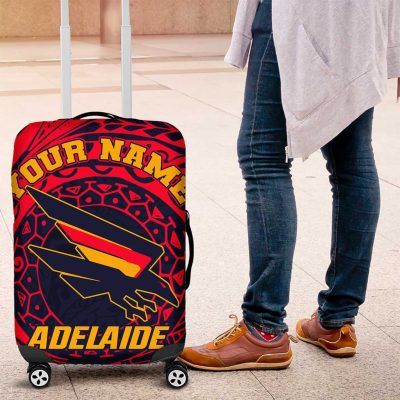 Personalized Adelaide Crows Polynesian Luggage Cover Tribal Chest and Sleeve Tattoo Heritage Warrior TS04