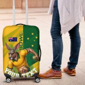 Personalized Australian Jackaroo Lawn Bowls Luggage Cover Kangaroo Bowler Green Yellow National Spirit Mascot Art TS04