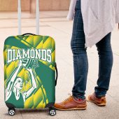 Australian Diamonds Netball Luggage Cover Bold Geometric Zigzag Pattern With Athletic Player Graphics TS04