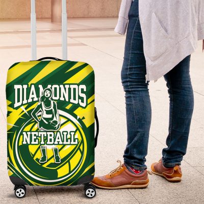 Australian Diamonds Netball Luggage Cover Sharp Abstract Slash Pattern With Netball Graphic Art TS04