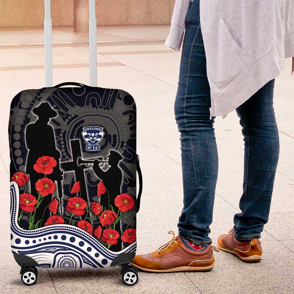 Geelong Cats ANZAC Day Luggage Cover Indigenous Dot Art with Poppy Flower Tribute TS04 Geelong Cats ANZAC Day Luggage Cover Indigenous Dot Art with Poppy Flower Tribute TS04