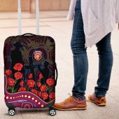 Brisbane Lions ANZAC Day Luggage Cover Indigenous Dot Art with Poppy Flower Tribute TS04