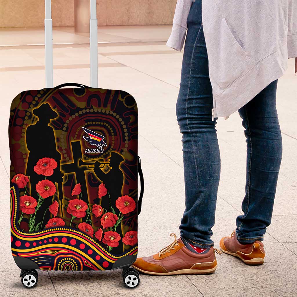 Adelaide Crows ANZAC Day Luggage Cover Indigenous Dot Art with Poppy Flower Tribute TS04 Adelaide Crows ANZAC Day Luggage Cover Indigenous Dot Art with Poppy Flower Tribute TS04