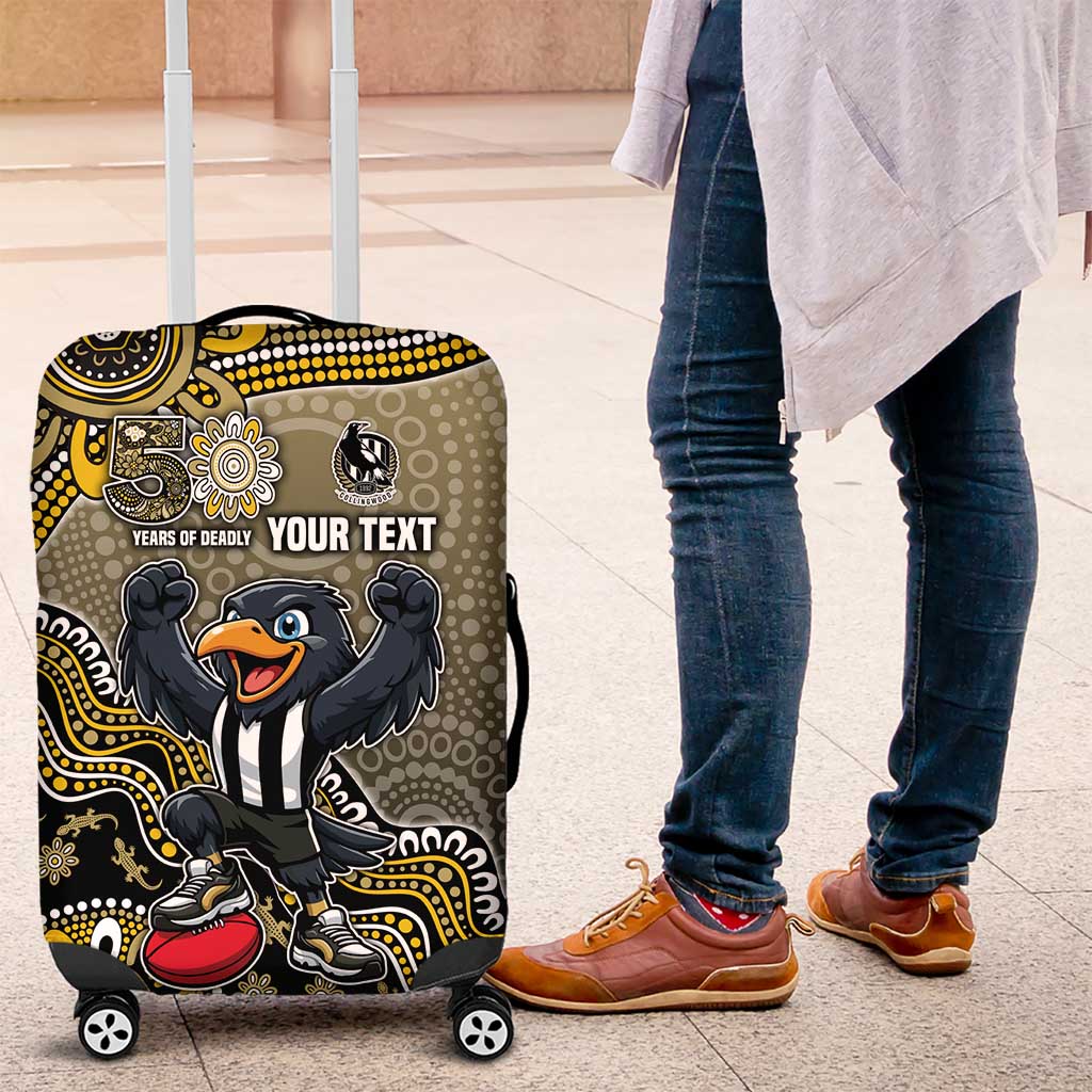 Personalized Magpies Football Mascot Luggage Cover Aboriginal Dot Art Style Vibrant Indigenous Pattern Design TS04 Personalized Magpies Football Mascot Luggage Cover Aboriginal Dot Art Style Vibrant Indigenous Pattern Design TS04
